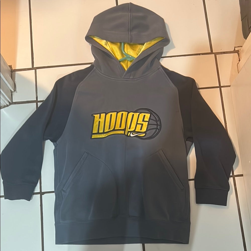 Nike Gray and Yellow Sweatshirt Sporty Performance Hoodie